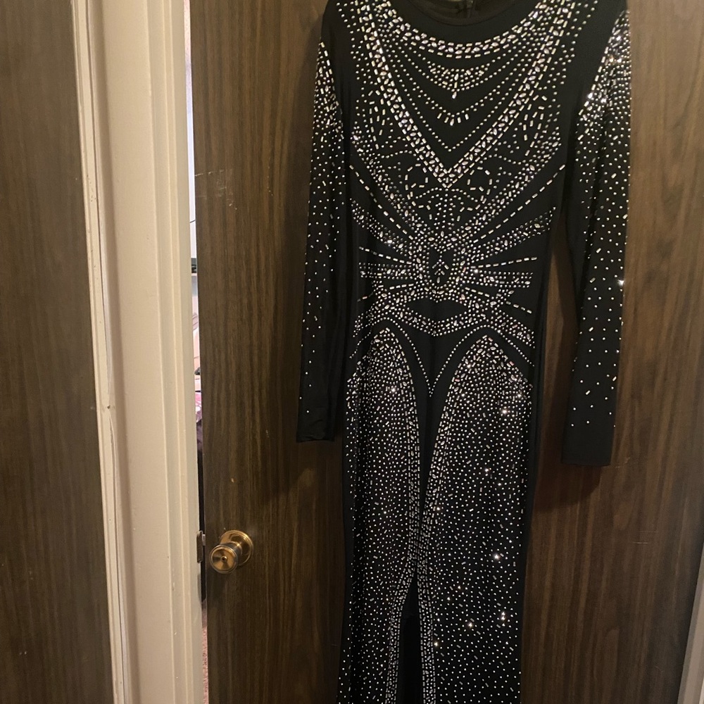 Rhinestone dress with split